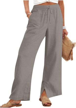 Generic Wide Leg Joggers for Women UK Womens Plain Casual Sweatpants Baggy Wide Leg Lounge Trousers with Elastic Drawstring Waist and Soft Pockets Tracksuit B