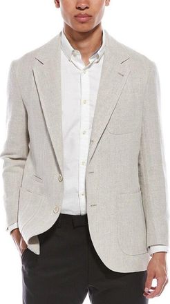 Brunello Cucinelli Plaster Linen Silk Wool Blend Blazer, Brand Size 50 (US Size 40)