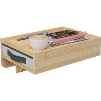 Relaxdays Relaxdays Mensola da Letto a Castello, Comodino Sospeso da Agganciare, 14x37x26,5 cm, Tavolino Cassetto, Bamb&ugrave;, Naturale