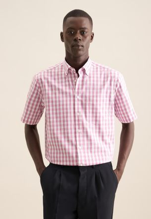 Seidensticker Businesshemd SEIDENSTICKER Regular, Herren, Gr. XXL (45), normale &Auml;rmell&auml;ngen, lila (berry), 100% Baumwolle, kariert, regular fit, gerader Abschluss, 