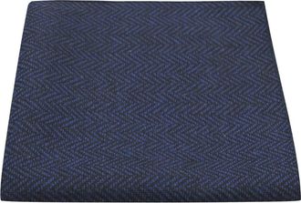 King & Priory Midnight Blue & Black Herringbone Pocket Square, Handkerchief