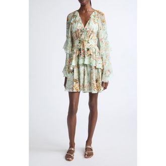 Camilla Silk and Linen Corset Dress in Chamber Of Blooms at Nordstrom, Size X-Large
