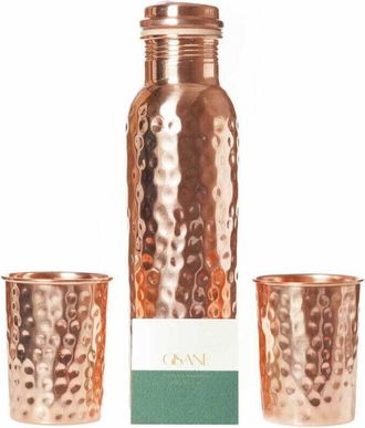 OEM Set De Cobre Dehli: Botella De 950 Ml + 2 Tazas De 250 Ml + Pulsera Orient