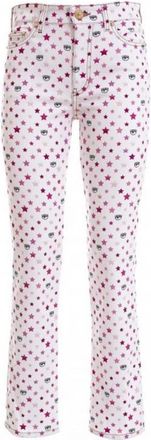 Chiara Ferragni Dames Wit Gekleurde Jeans Lente/Zomer - Dames - Cropped Jeans - Wit - W28 - Katoen - Jeans