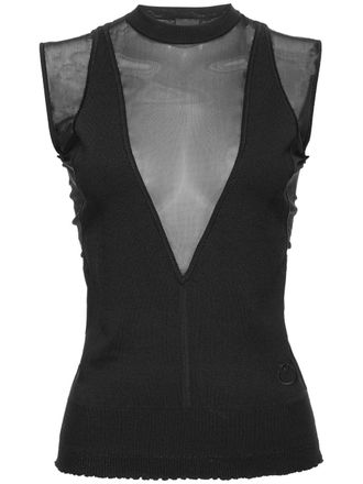 Pinko mock-neck sheer top - Black