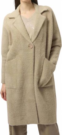 Joseph Ribkoff Fancee Feather Yarn And Faux Fur Coat In Fawn