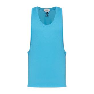 Versace Sleeveless Tops, male, Blue, Size: S Cotton-Jersey Tank Top
