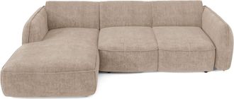 Sia Home Sof&aacute; cama esquinero izquierdo 4 plazas terciopelo tramado beige