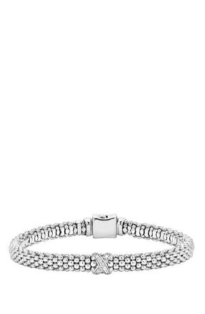 Lagos Signature Caviar Diamond Rope Bracelet in Sterling Silver at Nordstrom, Size 7.5