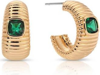 Ettika Ribbed Medium Hoop Earrings in Green at Nordstrom