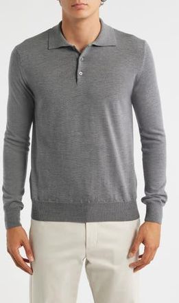 Aur&eacute;lien Long Sleeve Cashwool Polo Sweater in Dark Grey at Nordstrom Rack, Size Xx-Large