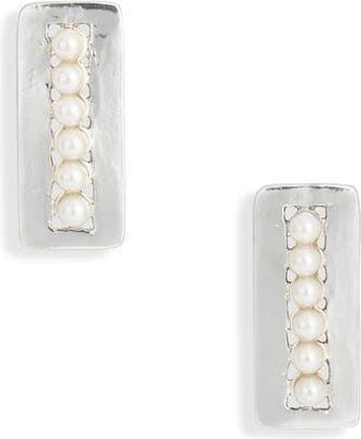 Karine Sultan Faux Pearl Rectangular Drop Earrings in Silver at Nordstrom Rack