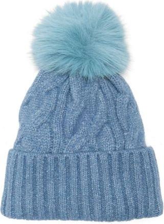 Melrose and Market Faux Fur Pompom Beanie in Denim Blue at Nordstrom Rack