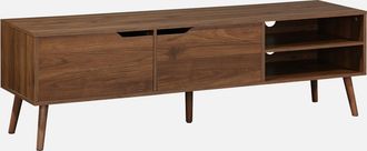 Sweeek Sweeek - Mueble Tv En Acabado Estilo Nogal Con 2 Puertas, 160cm, Nepal, Decoraci&oacute;n En Madera De Nogal, 160x40x50 Cm