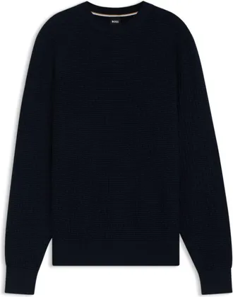 BOSS Cotton sweater with mixed structures