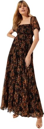 Caroline Constas Zijden Maxi Jurk met Spaanse Halslijn - Dames - Maxi kleedjes - Bruin - XS - Kleedjes