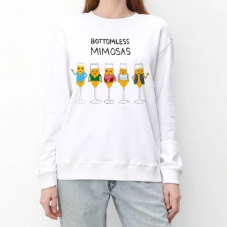 Unfortunate Portrait Unisex Bottomless Mimosas Crewneck Sweatshirt In White