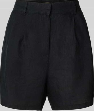 Gina Tricot Relaxed Fit Leinenshorts mit Bundfalten in Black, Gr&ouml;&szlig;e XS