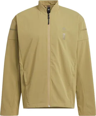 adidas Mens adidas Chest Logo Stand Collar Zipper Long Sleeves Jacket Brown HM5171