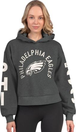 Starter Womens Starter Heather Charcoal Philadelphia Eagles Star Player Cropped Fleece Pullover Hoodie at Nordstrom, Size Xx-Large