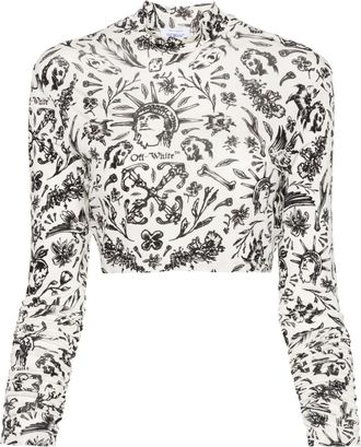 Off-white tattoo-print cropped trop - women - Elastane/Viscose - 40