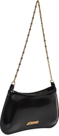 Jacquemus Womens Shoulder Bag The Small Bisou Chaine Black Calf Leather