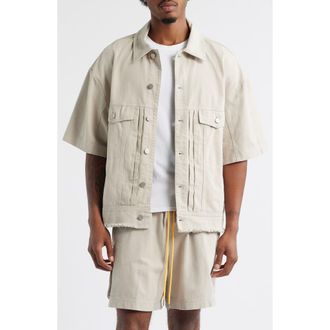 Diet Starts Monday Short Sleeve Cotton Canvas Trucker Shirt Jacket in Natural at Nordstrom Rack, Size Small