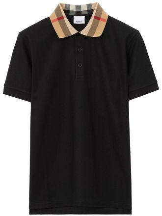 Burberry Check Collar Cotton Polo Shirt