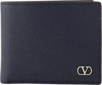 Valentino Garavani Wallets & Cardholders, male, Blue, Size: ONE SIZE VLogo Signature Grainy Calfskin Wallet