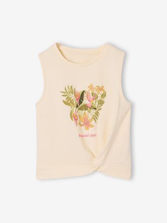 Vertbaudet Top mit Print und Knoten M&auml;dchen wollwei&szlig;