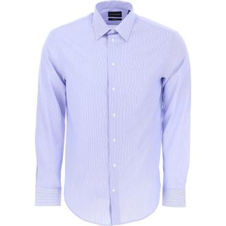 Emporio Armani Formal Shirt - Heren - Zakelijke Overhemden - Blauw - 4XL - Katoen - Overhemden