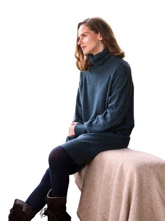 Celtic & Co. Geelong Turtleneck Midi Dress in Deep Icelandic Blue at Nordstrom, Size X-Small