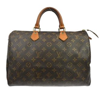 Louis Vuitton Speedy Handbag Monogram Canvas Brown Canvas Handbag (Pre-Owned)
