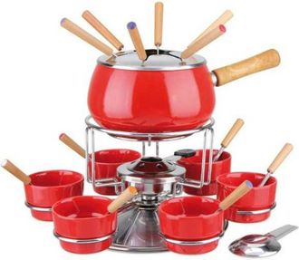 EVA Fonduta Esmaltada Roja Brillante Set De 23 Piezas Eva