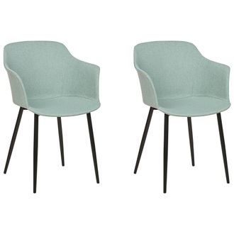 Beliani Beliani - Conjunto De 2 Sillas De Comedor Retro Tapizadas Con Reposabrazos Color Verde Menta Elim