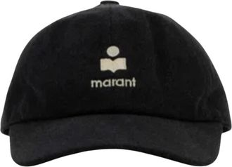 Isabel Marant Geborduurde Katoenen Pet Faded Black - unisex - Petten - Zwart - ONE Size - Katoen - Accessoires