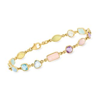 Ross-Simons Pastel Multi-Gemstone Bracelet in 18kt Gold Over Sterling
