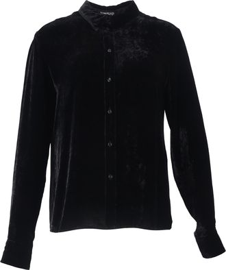 Tom Ford Velvet Long-Sleeve Shirt in Black Viscose