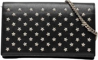 Saint Laurent Pre-owned Tas met Sterren en Ketting - Dames - Vintage Clutch - Zwart - ONE Size - Leer - Vintage