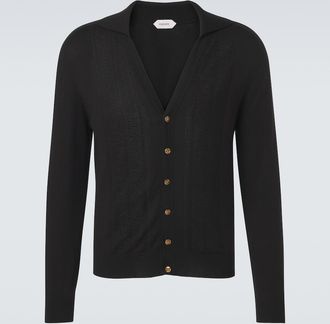 Versace Cardigan Greca in seta e cotone