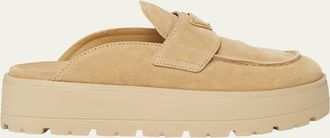 Prada Fussbett Suede Loafer Mules