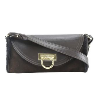 Ferragamo Tweedehands leren schoudertassen - Dames - Pre-owned - Bruin - Maat: ONE Size Leer
