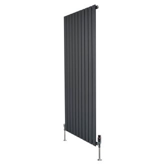 MonsterShop Flat Single Column Radiator - 1600mm x 700mm & Valves - Anthracite in Grey