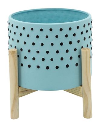 Sagebrook Home Dotted Planter With Wood Stand