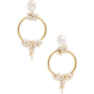 Freya Rose Seed and Baroque Pearl Mid Hoops in Gold at Nordstrom