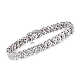Ross-Simons Diamond Chevron-Link Bracelet in Sterling Silver