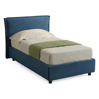 Dmora Cama Individual Brusson, Desenfundable, Con Almacenaje, Hecho En Italia, Tama&ntilde;o De Colch&oacute;n 80x190 Cm, Azul