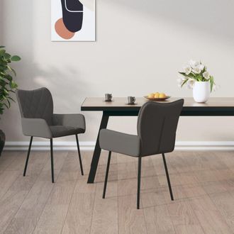vidaXL Sillas De Comedor 2 Unidades Tela Gris Oscuro Vidaxl