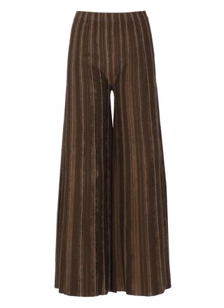 D.exterior Brown Lurex Stripes Viscose Wide-Leg Pants