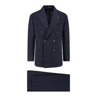 Tagliatore Double Breasted Suits, male, Blue, Size: 2XL Double-breasted Blazer